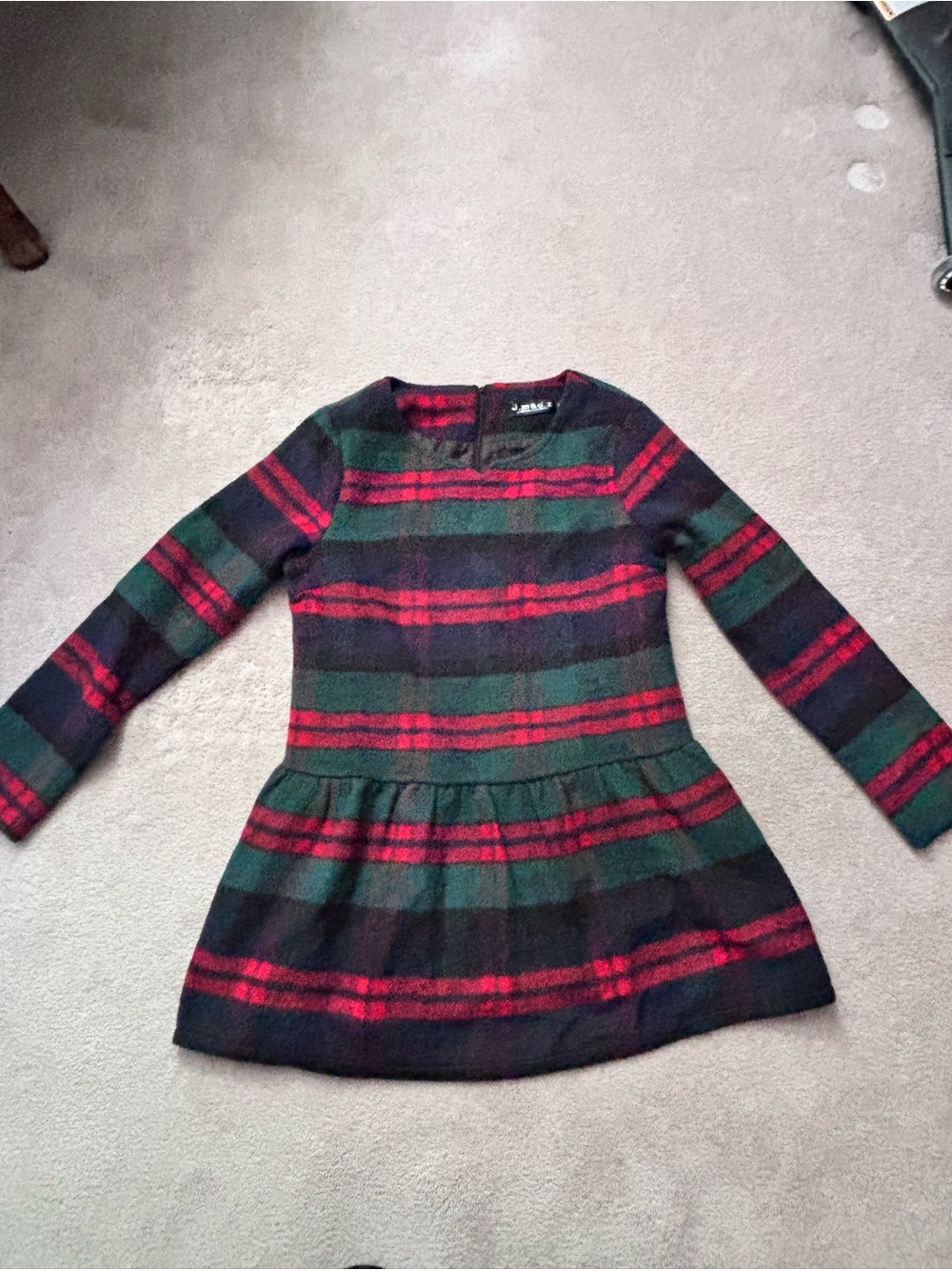 Plaid Peplum Tunic Top in Green and Red